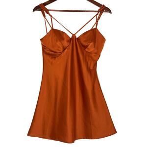 Ladies LG STUNNING Mini Dress by URBAN OUTFITTERS Sunny Rust Silky Dance Formal